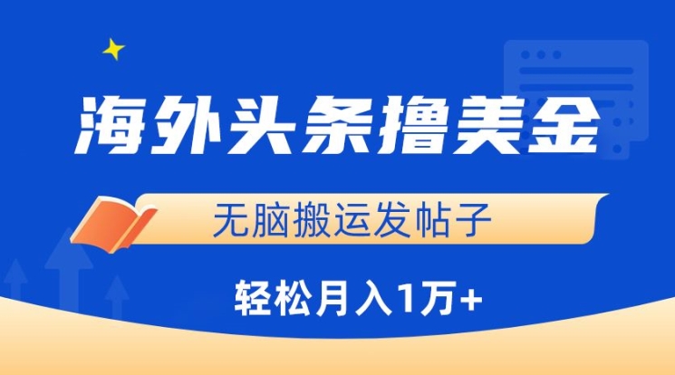 海外头条撸美金，无脑搬运发帖子，月入1万+，小白轻松掌握-热爱者网创