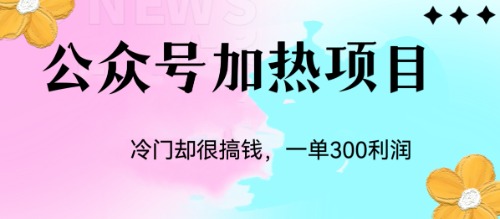 冷门公众号加热项目，一单利润300+-热爱者网创