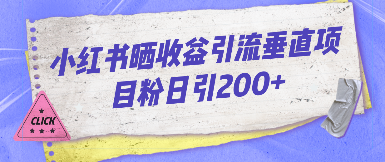 小红书晒收益图引流垂直项目粉日引200+-热爱者网创