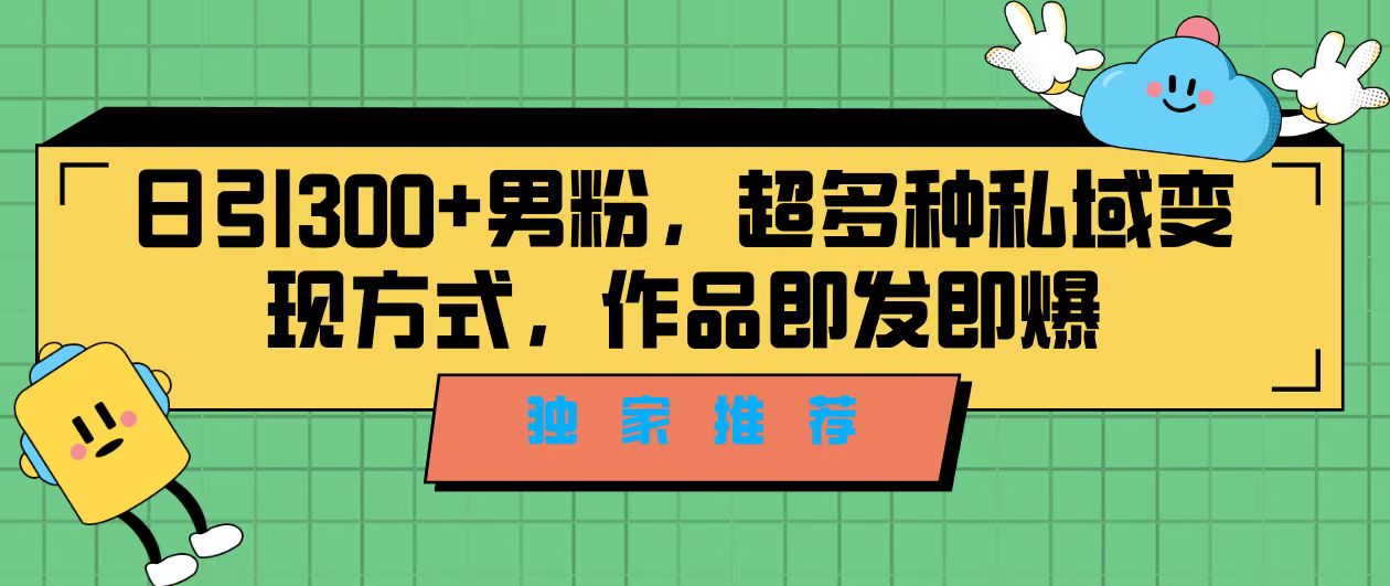 独家推荐！日引300+男粉，超多种私域变现方式，作品即发即报-热爱者网创