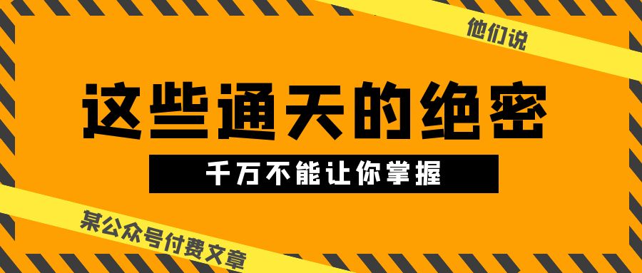 （10651期）某公众号付费文章《他们说 “ 这些通天的绝密，千万不能让你掌握! ”》-热爱者网创