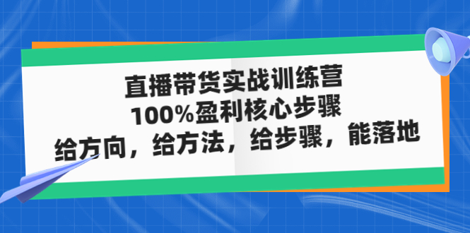 直播带货实操落地班，直播起号必备实操运营课，给方向，给方法，给步骤，能落地-热爱者网创