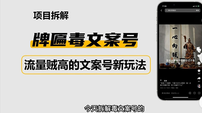 2023抖音快手毒文案新玩法，牌匾文案号，起号快易变现-热爱者网创