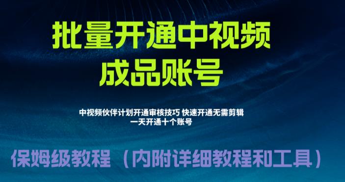 外面收费1980暴力开通中视频计划教程，附 快速通过中视频伙伴计划的办法-热爱者网创