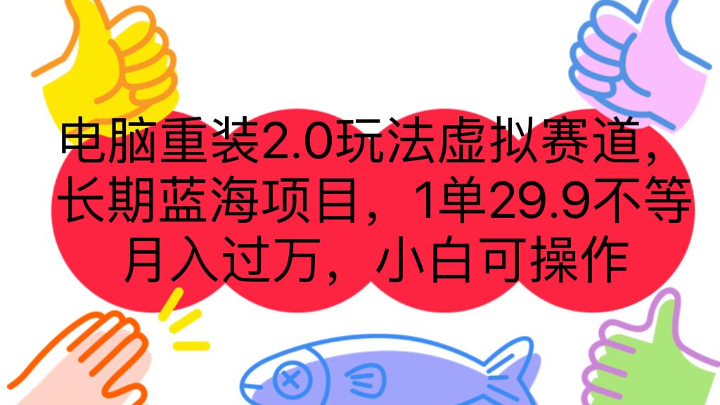 电脑重装2.0玩法虚拟赛道，长期蓝海项目 一单29.9不等 月入过万 小白可操作-热爱者网创