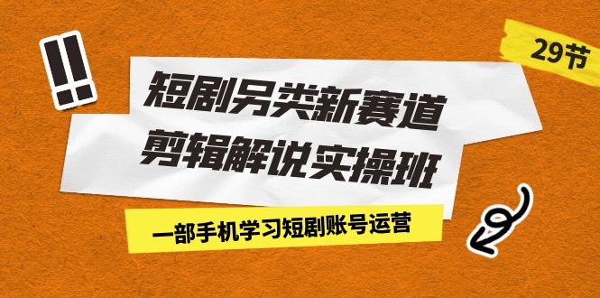 短剧另类新赛道剪辑解说实操班：一部手机学习短剧账号运营（29节 价值500）-热爱者网创