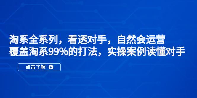 淘系全系列，看透对手，自然会运营，覆盖淘系99%·打法，实操案例读懂对手-热爱者网创