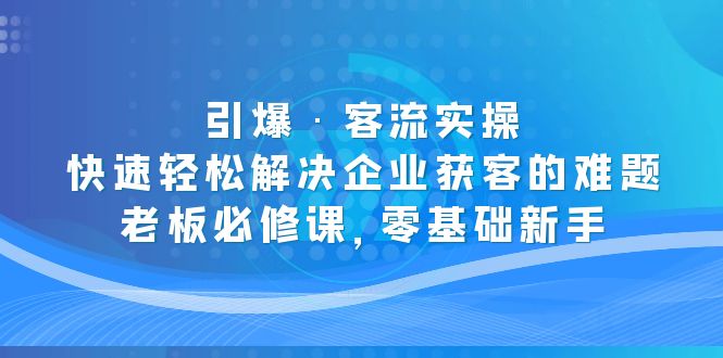 引爆·客流实操：快速轻松解决企业获客的难题，老板必修课，零基础新手-热爱者网创