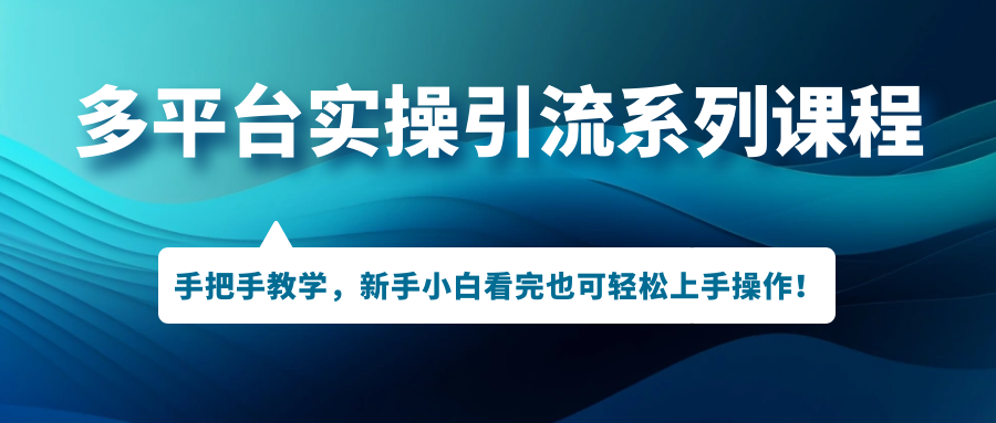 多平台实操引流系列课程，手把手教学，新手小白看完也可轻松上手引流操作！-热爱者网创