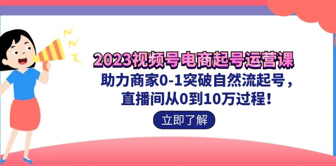 2023视频号-电商起号运营课 助力商家0-1突破自然流起号 直播间从0到10w过程-热爱者网创