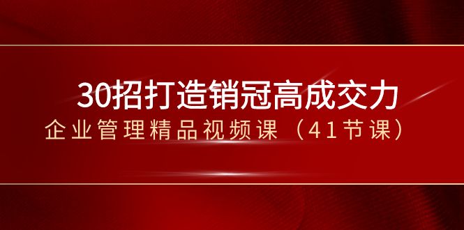 30招-打造销冠高成交力-企业管理精品视频课（41节课）-热爱者网创