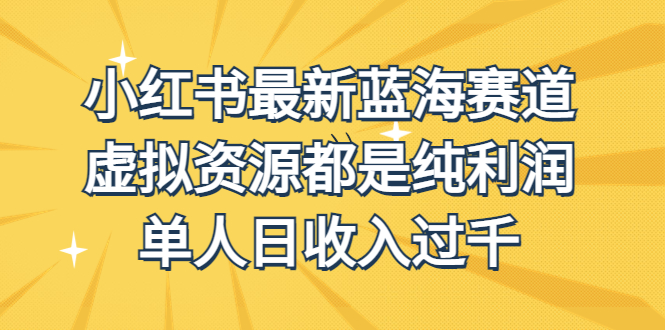 外面收费1980的小红书最新蓝海赛道，虚拟资源都是纯利润，单人日收入过千-热爱者网创