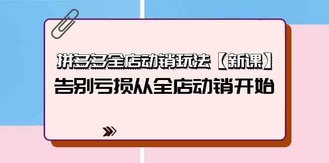 拼多多全店动销玩法【新课】，告别亏损从全店动销开始（4节视频课）-热爱者网创