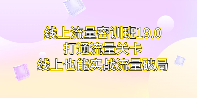 线上流量密训班19.0，打通流量关卡，线上也能实战流量破局-热爱者网创