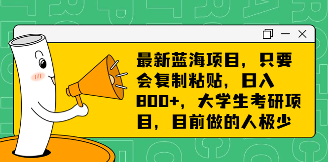 最新蓝海项目，只要会复制粘贴，日入800+，大学生考研项目，目前做的人极少-热爱者网创