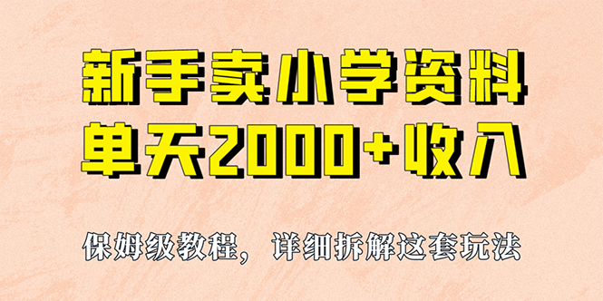 我如何通过卖小学资料，实现单天2000+，实操项目，保姆级教程+资料+工具-热爱者网创