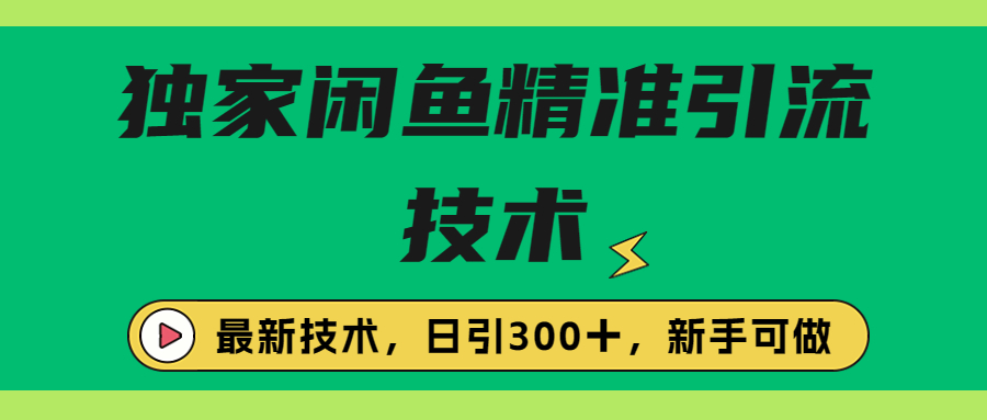 独家闲鱼引流技术，日引300＋实战玩法-热爱者网创