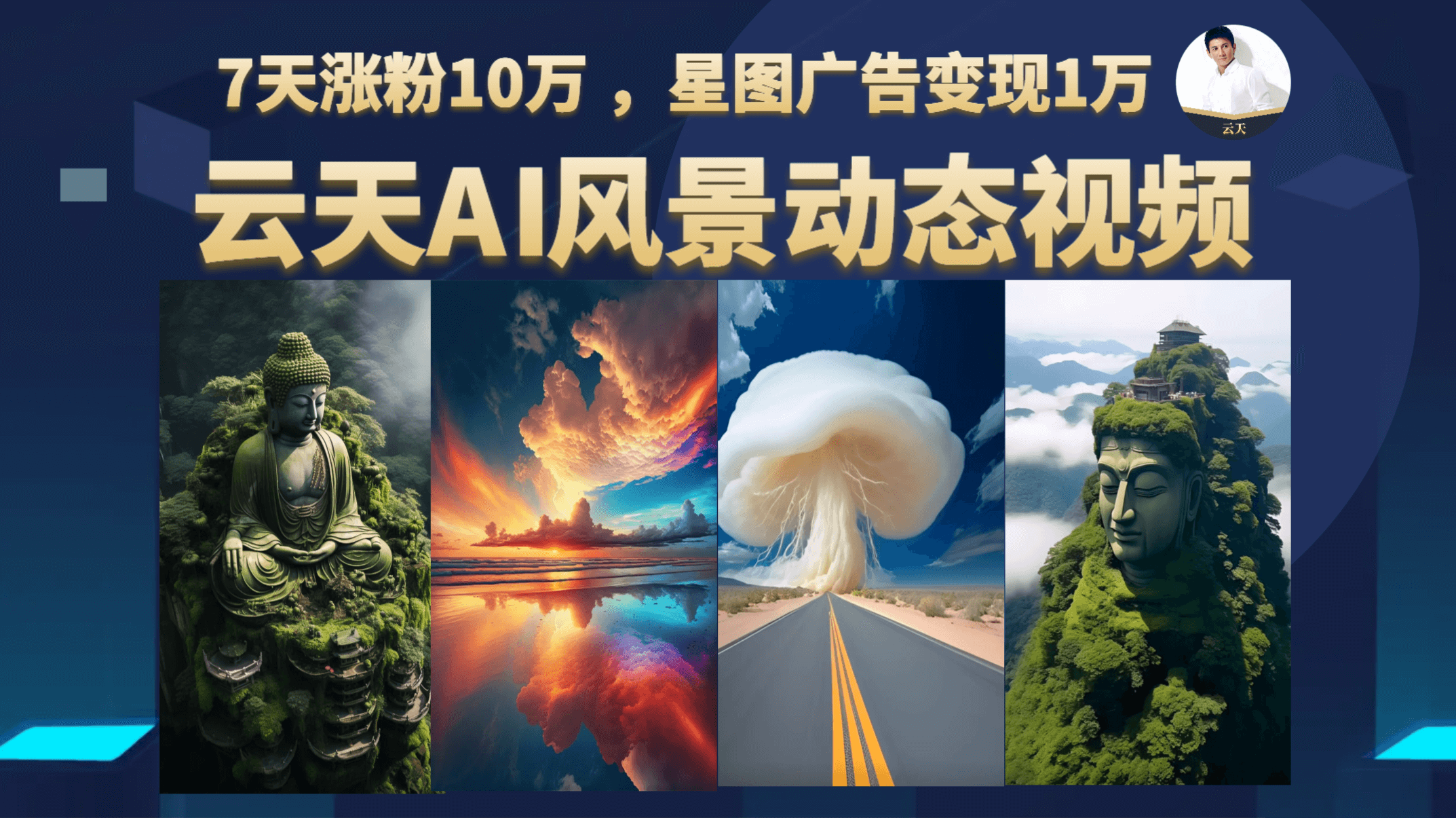 云天AI风景动图视频制作，7天涨粉10万 ，星图广告变现1万-热爱者网创