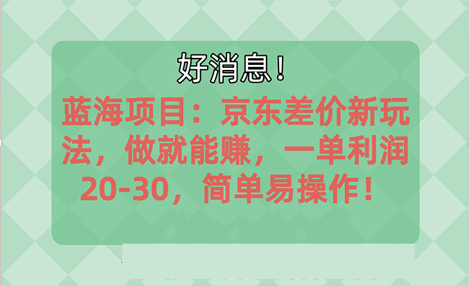 越早知道越能赚到钱的蓝海项目：京东大平台操作，一单利润20-30，简单易操作-热爱者网创