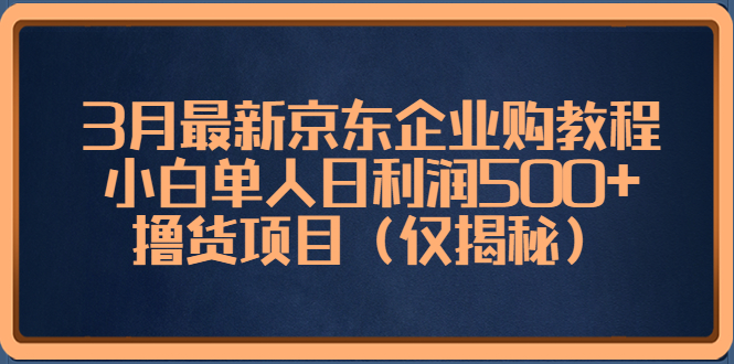 3月最新京东企业购教程，小白单人日利润500+撸货项目（仅揭秘）-热爱者网创