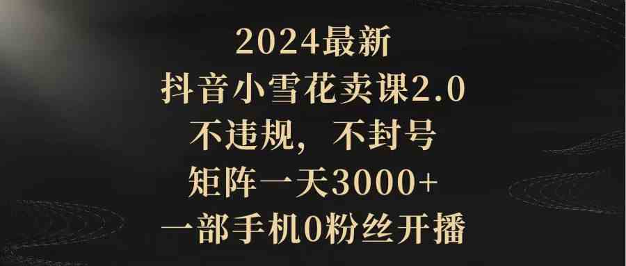 （9639期）2024最新抖音小雪花卖课2.0 不违规 不封号 矩阵一天3000+一部手机0粉丝开播-热爱者网创