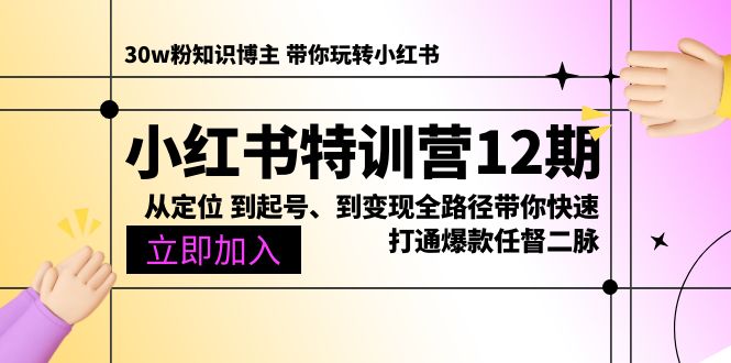 （10666期）小红书特训营12期：从定位 到起号、到变现全路径带你快速打通爆款任督二脉-热爱者网创