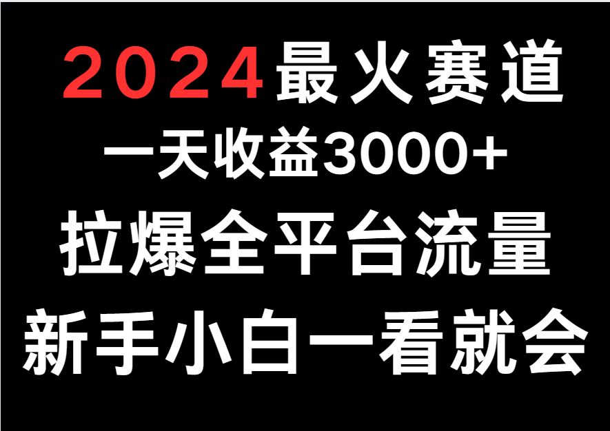 2024最火赛道，一天收一3000+.拉爆全平台流量，新手小白一看就会-热爱者网创