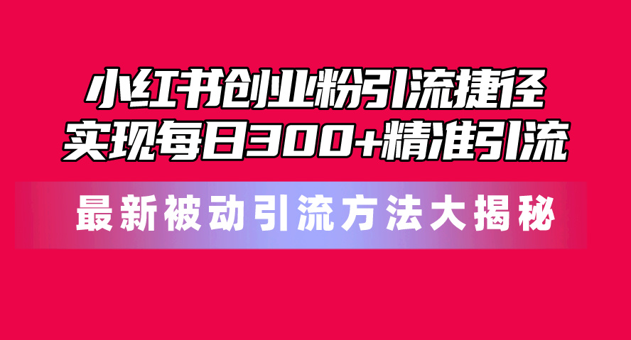 （10692期）小红书创业粉引流捷径！最新被动引流方法大揭秘，实现每日300+精准引流-热爱者网创