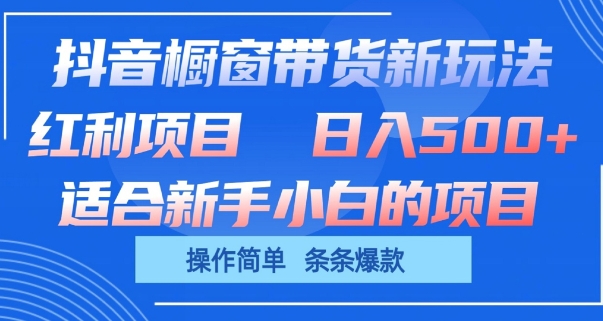 抖音橱窗带货新玩法，单日收益几张，操作简单，条条爆款-热爱者网创