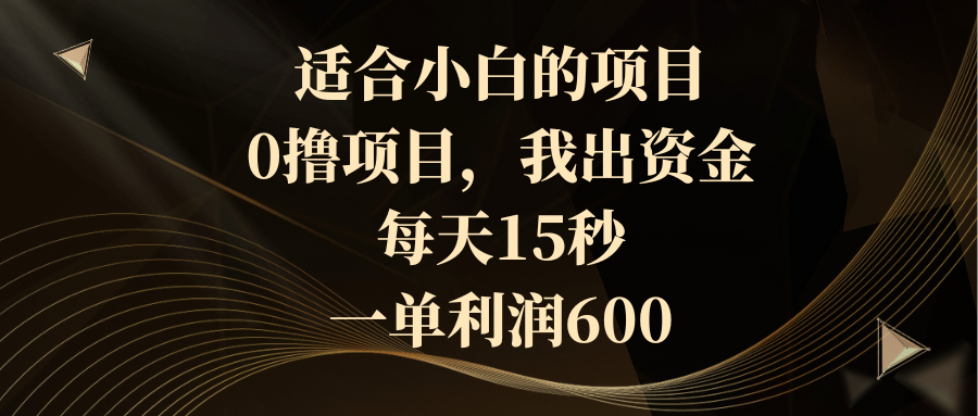 适合小白的项目，0撸项目，我出资金，每天15秒，一单利润600-热爱者网创