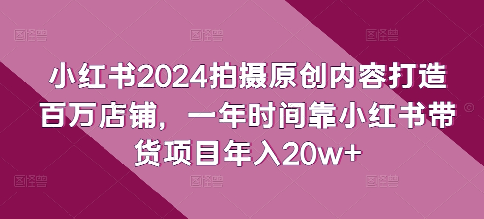 小红书2024拍摄原创内容打造百万店铺，一年时间靠小红书带货项目年入20w+-热爱者网创