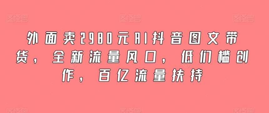 外面卖2980元AI抖音图文带货，全新流量风口，低们槛创作，百亿流量扶持-热爱者网创