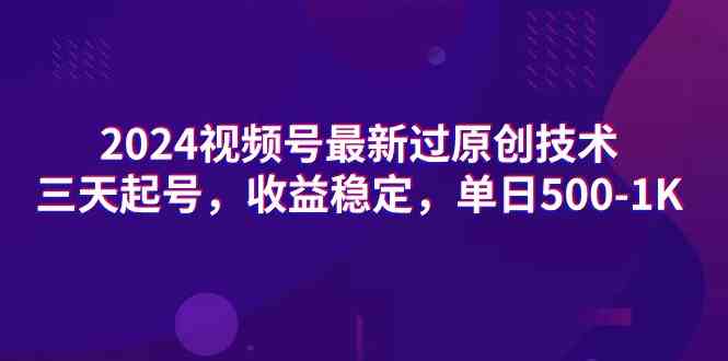 （9506期）2024视频号最新过原创技术，三天起号，收益稳定，单日500-1K-热爱者网创