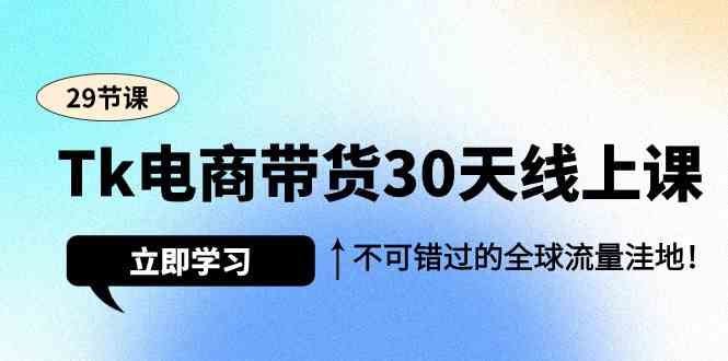 Tk电商带货30天线上课，不可错过的全球流量洼地（29节课）-热爱者网创