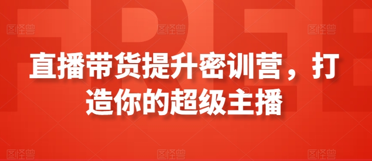 直播带货提升密训营，打造你的超级主播-热爱者网创