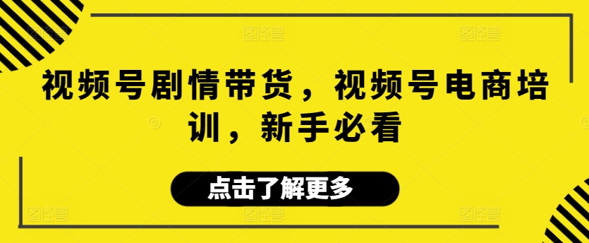 视频号剧情带货，视频号电商培训，新手必看-热爱者网创