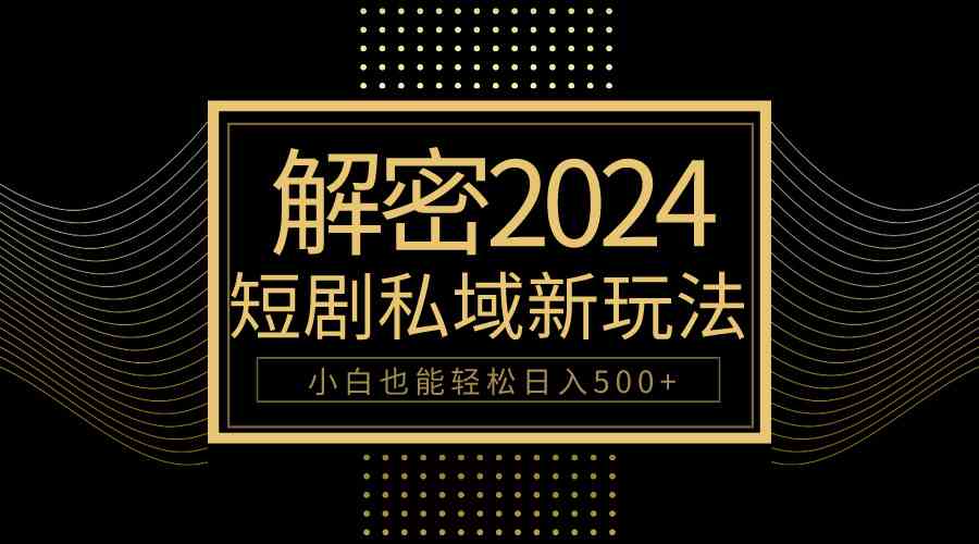 （9951期）10分钟教会你2024玩转短剧私域变现，小白也能轻松日入500+-热爱者网创