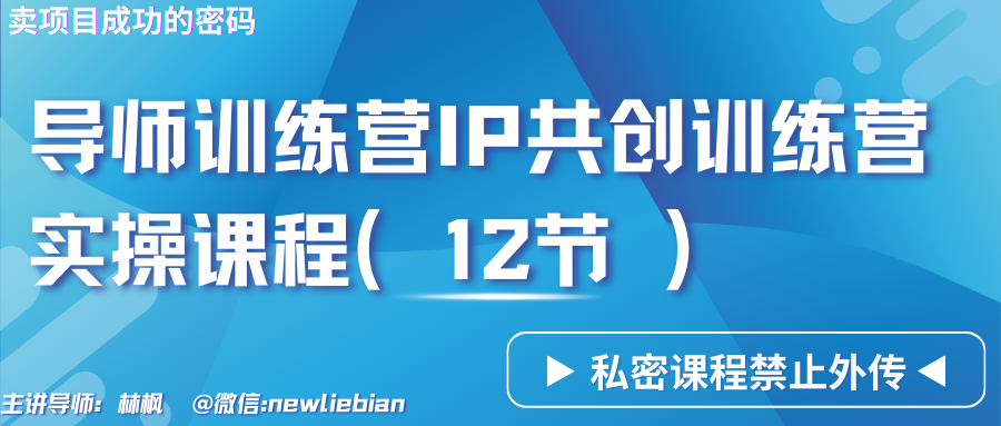 导师训练营3.0IP共创训练营私密实操课程（12节）-卖项目的密码成功秘诀-热爱者网创