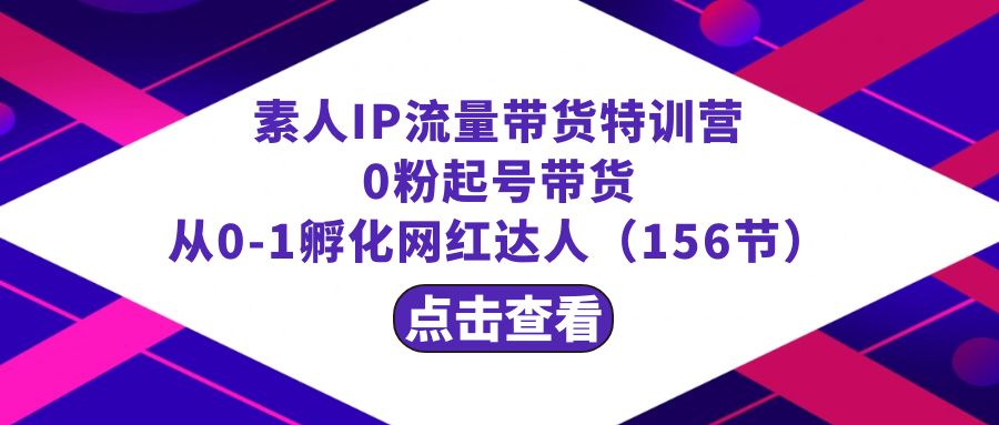 繁星·计划素人IP流量带货特训营：0粉起号带货 从0-1孵化网红达人（156节）-热爱者网创