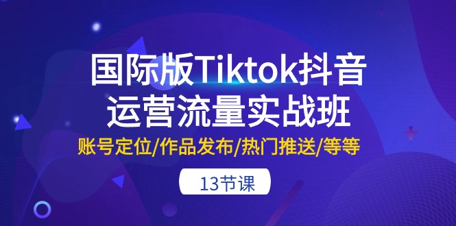 国际版Tiktok抖音运营流量实战班：账号定位/作品发布/热门推送/等等（13节）-热爱者网创