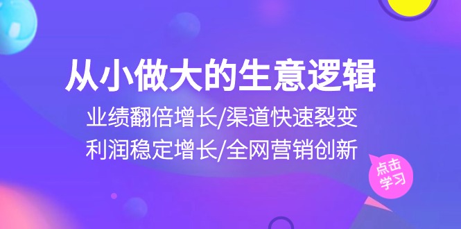 （10438期）从小做大生意逻辑：业绩翻倍增长/渠道快速裂变/利润稳定增长/全网营销创新-热爱者网创