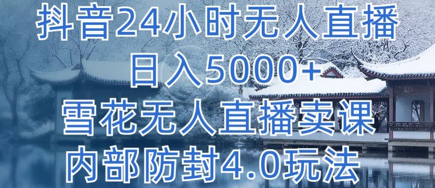 抖音24小时无人直播 日入5000+，雪花无人直播卖课，内部防封4.0玩法-热爱者网创