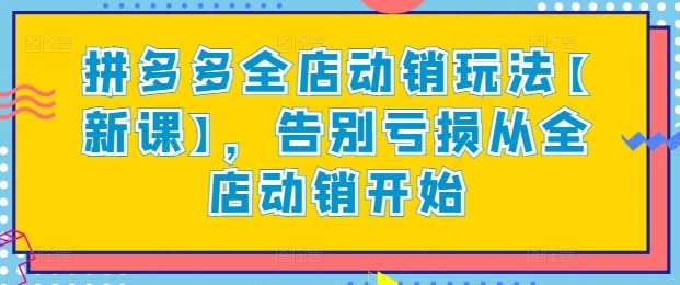 拼多多全店动销玩法【新课】，告别亏损从全店动销开始-热爱者网创