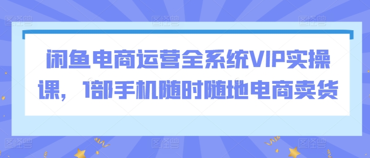 闲鱼电商运营全系统VIP实操课，1部手机随时随地电商卖货-热爱者网创