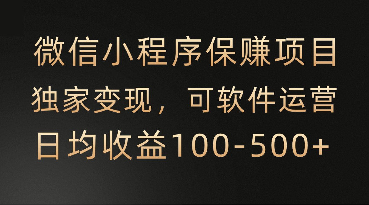 微信小程序，腾讯保赚项目，可软件自动运营，日均100-500+收益有保障-热爱者网创