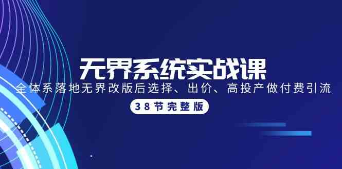 （9992期）无界系统实战课：全体系落地无界改版后选择、出价、高投产做付费引流-38节-热爱者网创