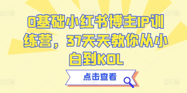 0基础小红书博主IP训练营，37天天教你从小白到KOL-热爱者网创