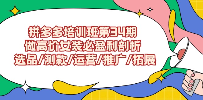 拼多多培训班第34期：做高价女装必盈利剖析 选品/测款/运营/推广/拓展-热爱者网创