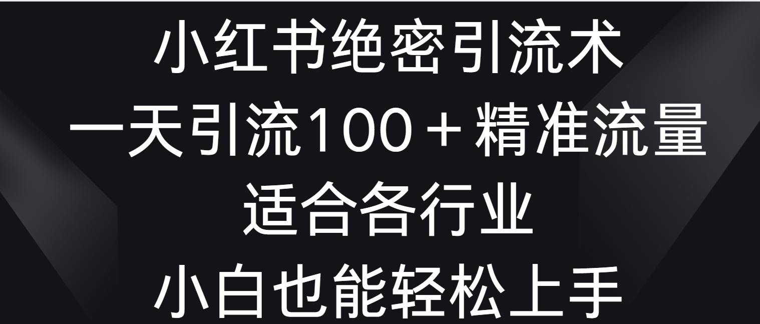 小红书绝密引流术，一天引流100＋精准流量，适合各个行业，小白也能轻松上手-热爱者网创