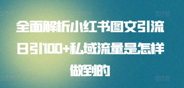 全面解析小红书图文引流日引100+私域流量是怎样做到的-热爱者网创